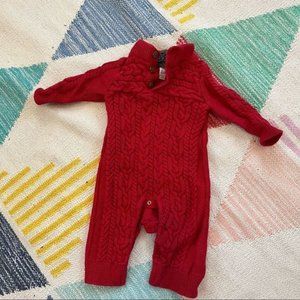 Cotton Cableknit One-piece in Red
